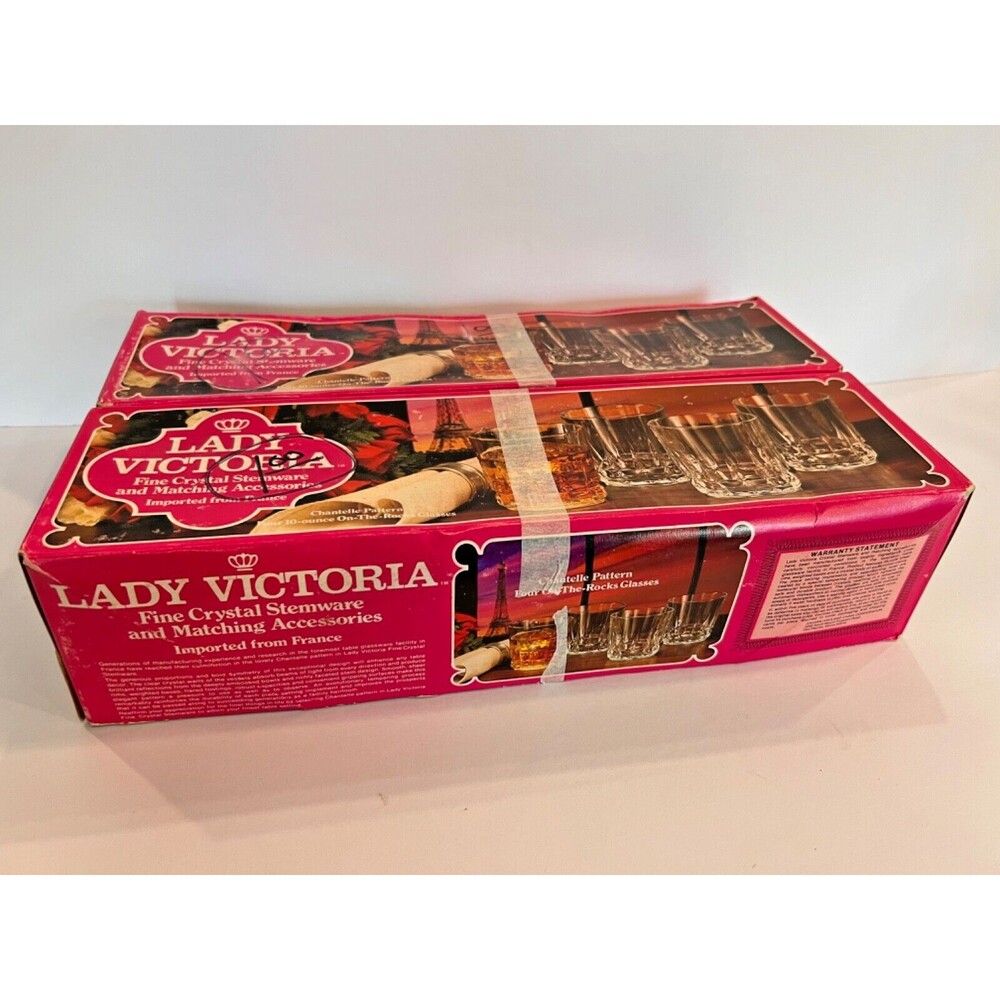 Lady Victoria Glasses, SET OF 8! (2 Boxes) On The Rocks Glasses Vintage Chantell